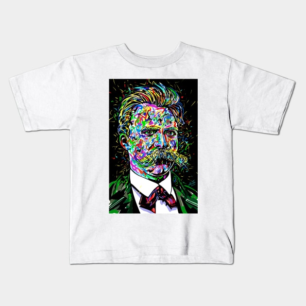 FRIEDRICH NIETZSCHE portrait Kids T-Shirt by lautir